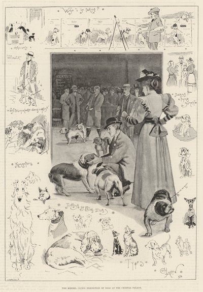 De tentoonstelling van honden van de Kennel Club in het Crystal Palace door Cecil Charles Windsor Aldin